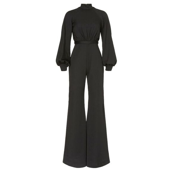 Ieena for Mac Duggal Women's Black Wide Leg Jumpsuit Size 0 Long Sleeve - Picture 1 of 12